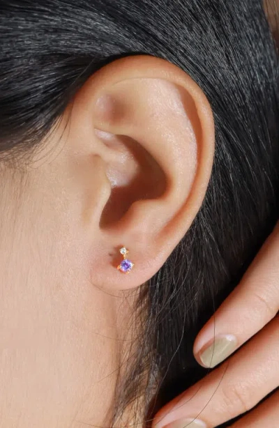 Ys Gems Emerald & White Topaz Double Drop Earrings In Gold