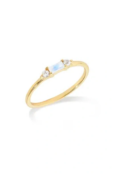Ys Gems Baguette & Round Gemstone Ring In Gold