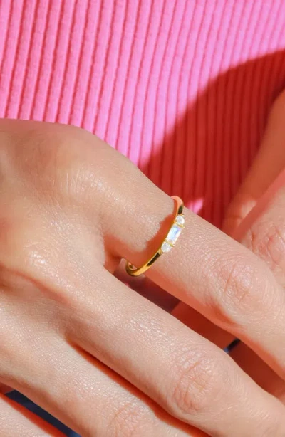 Ys Gems Baguette & Round Gemstone Ring In Gold