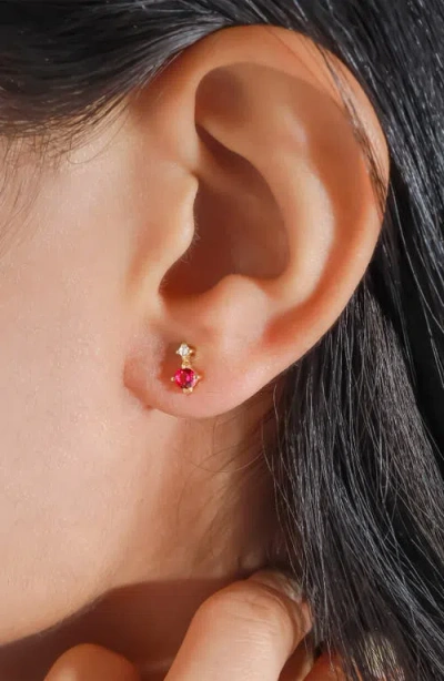 Ys Gems Emerald & White Topaz Double Drop Earrings In Gold