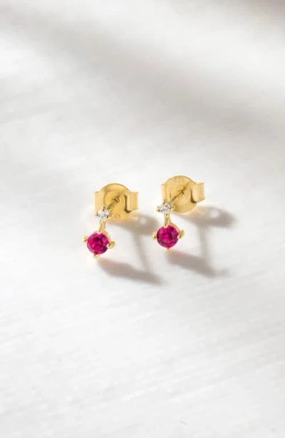 Ys Gems Emerald & White Topaz Double Drop Earrings In Gold