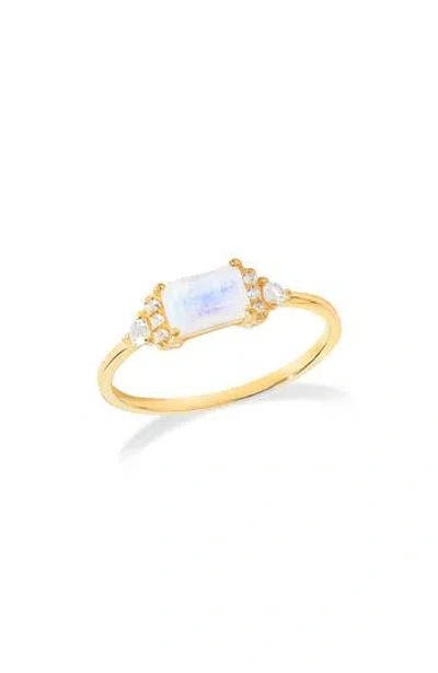 Ys Gems Baguette & Round Mix Gemstone Ring In Gold