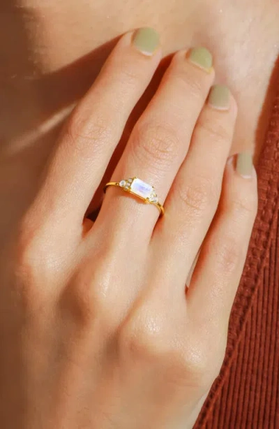 Ys Gems Baguette & Round Mix Gemstone Ring In Gold