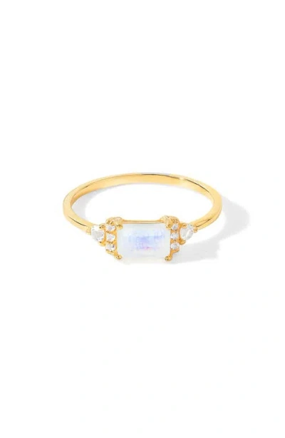 Ys Gems Baguette & Round Mix Gemstone Ring In Gold