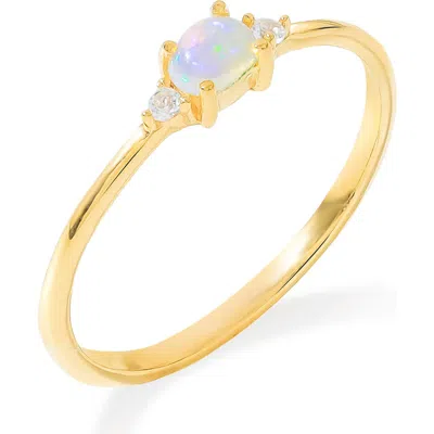 Ys Gems Opal & White Topaz Ring In Gold