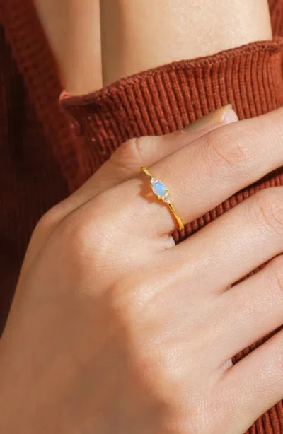 Ys Gems Opal & White Topaz Ring In Gold