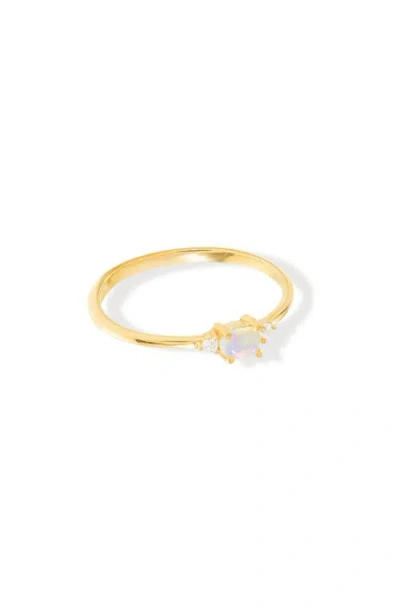 Ys Gems Opal & White Topaz Ring In Gold