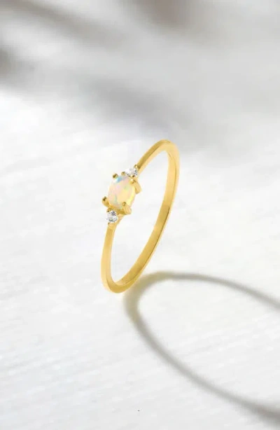 Ys Gems Opal & White Topaz Ring In Gold