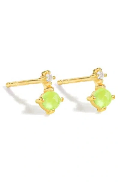 Ys Gems Emerald & White Topaz Double Drop Earrings In Gold