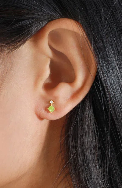 Ys Gems Emerald & White Topaz Double Drop Earrings In Gold