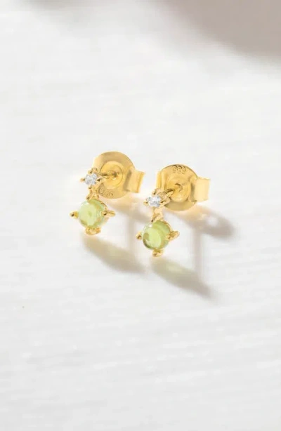 Ys Gems Emerald & White Topaz Double Drop Earrings In Gold