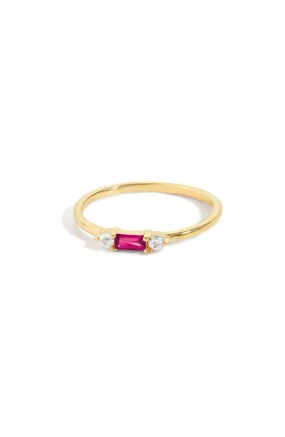 Ys Gems Baguette & Round Gemstone Ring In Gold