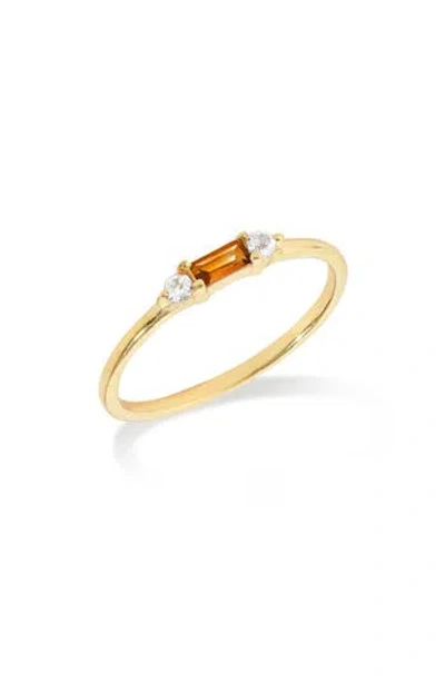 Ys Gems Baguette & Round Gemstone Ring In Gold