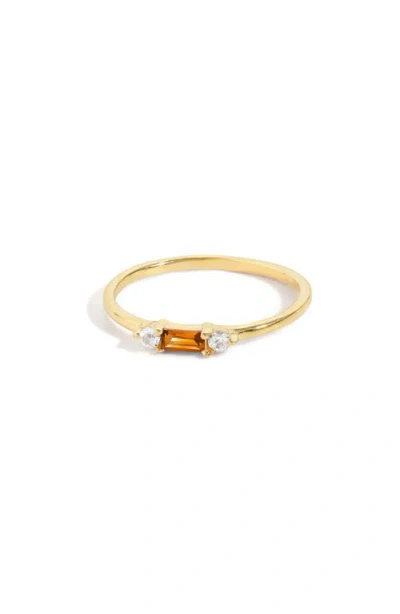 Ys Gems Baguette & Round Gemstone Ring In Gold