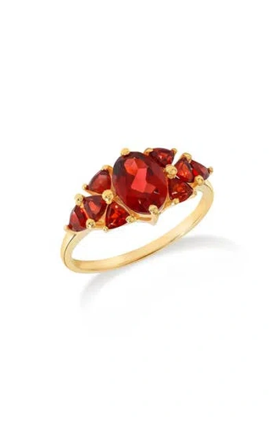 Ys Gems Graduated Garnet Ring In Red
