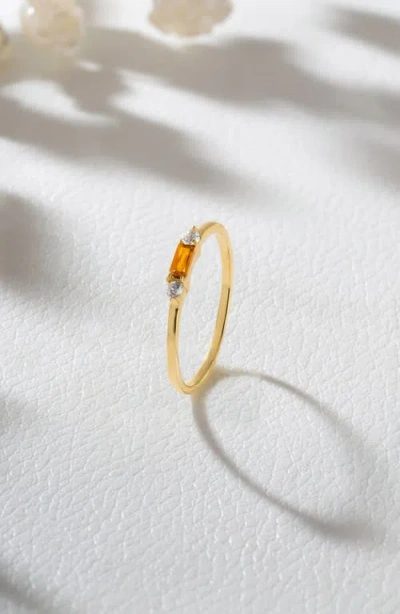 Ys Gems Baguette & Round Gemstone Ring In Gold