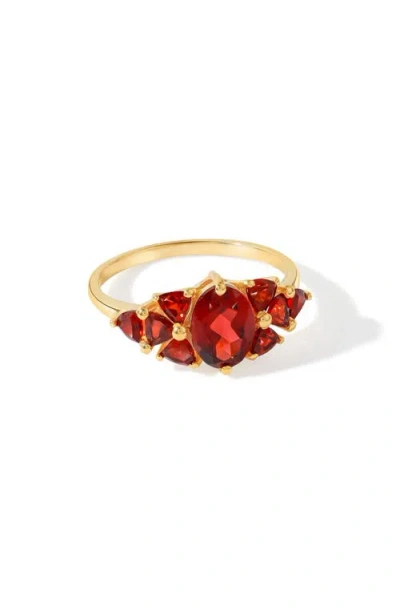 Ys Gems Graduated Garnet Ring In Red