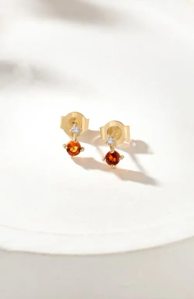 Ys Gems Emerald & White Topaz Double Drop Earrings In Gold