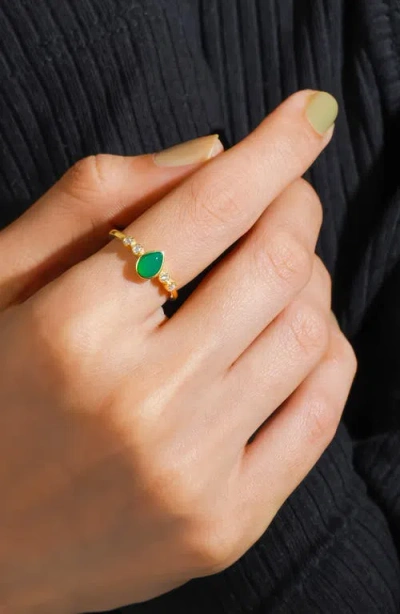 Ys Gems Pear Gemstone Ring In Gold