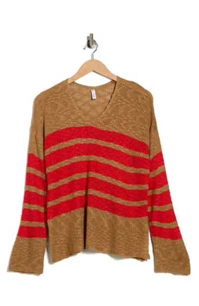 Wishlist Stripe Long Sleeve Sweater In Brown