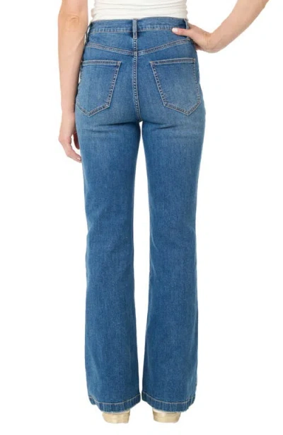 Nicole Miller High Waist Exposed Button Fly Flare Leg Jeans In Blue