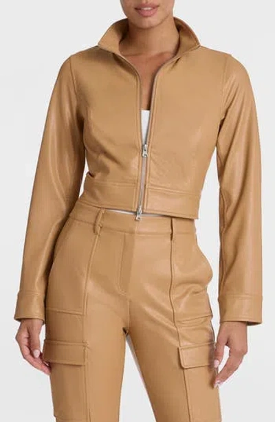Commando Faux Leather Crop Biker Jacket In Nude