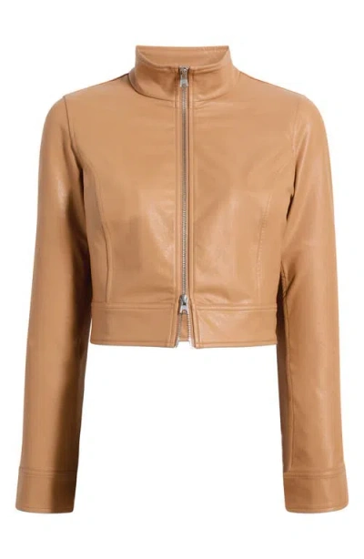 Commando Faux Leather Crop Biker Jacket In Nude
