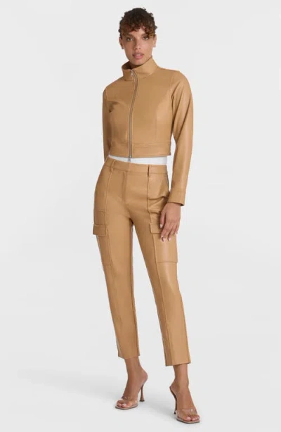 Commando Faux Leather Crop Biker Jacket In Nude