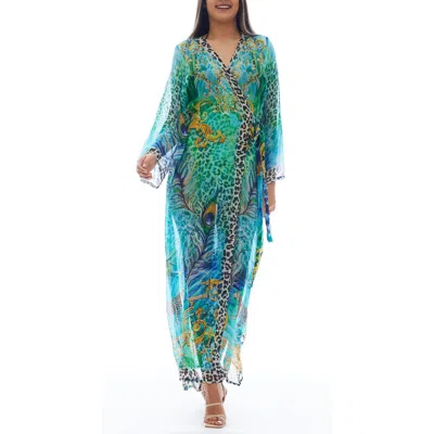 Ranee's Ranees Leopard Peacock Longline Duster In Brown