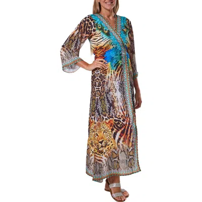 Ranee's Ranees Cheetah Mix Longline Duster In Brown