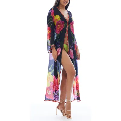 Ranee's Ranees Floral Longline Duster In Multi