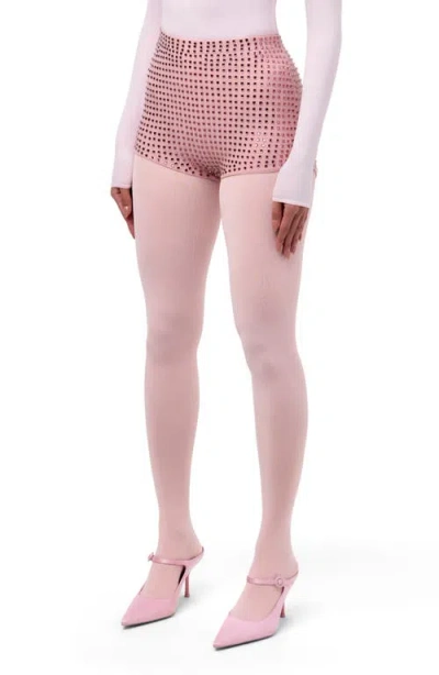 Naked Wardrobe Crystal Studded Shorts In Pink