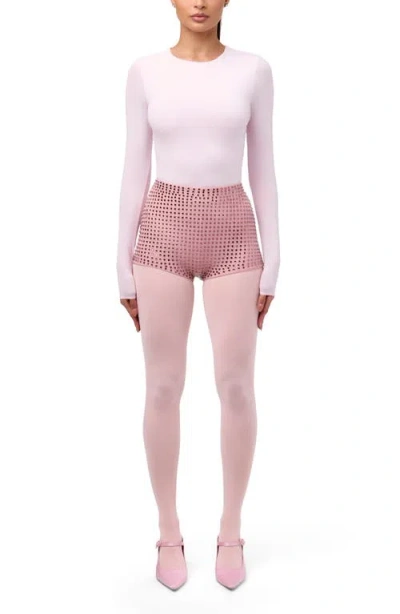 Naked Wardrobe Crystal Studded Shorts In Pink