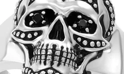 Effy Mixed Gemstone Skull Ring In White