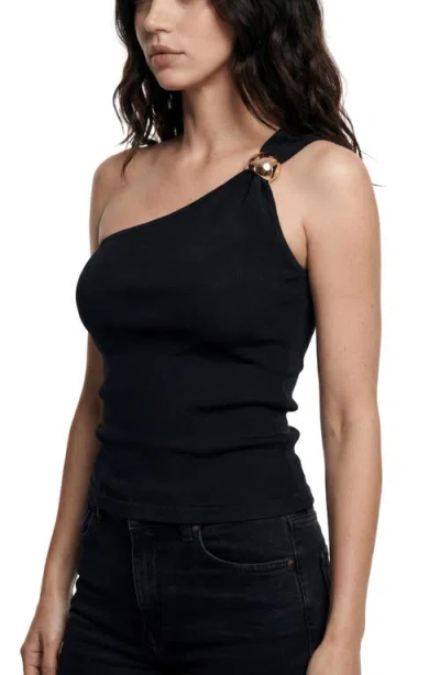 Bluegrey One-shoulder Knit Top In Black