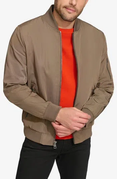 Calvin Klein Bomber Flight Jacket In Brown