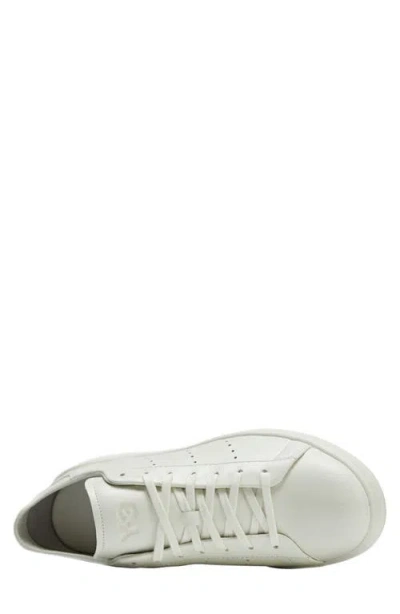 Y-3 White Leather Sneakers With Rounded Toe And Lace-up Closure