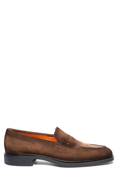 Santoni Easy Penny Loafer In Brown