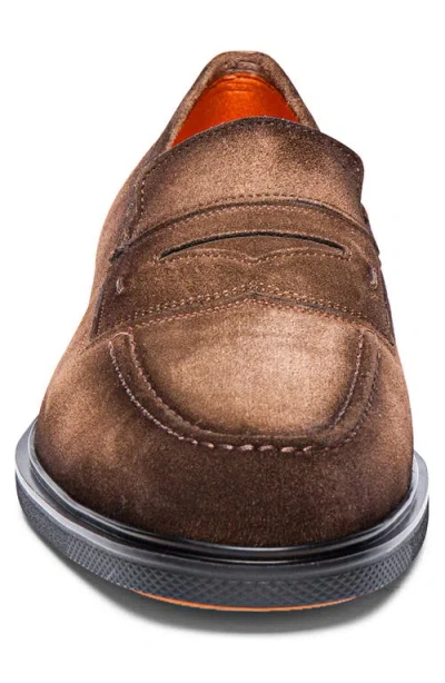 Santoni Easy Penny Loafer In Brown