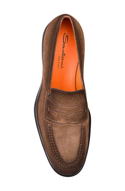 Santoni Easy Penny Loafer In Brown