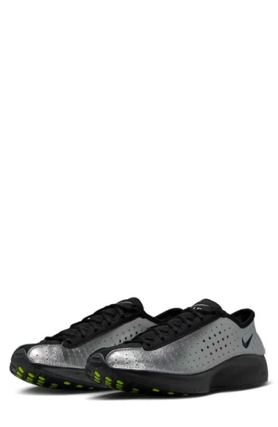 Nike Air Superfly Suede And Perforated Metallic Leather Sneakers In Silver