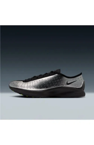 Nike Air Superfly Suede And Perforated Metallic Leather Sneakers In Silver
