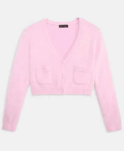 With Jules Big Girls Fuzzy Cardigan In Pink
