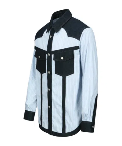 Andersson Bell Striped Long-sleeved Shirt In Blue