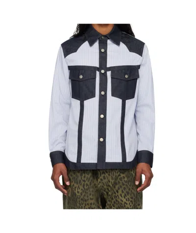 Andersson Bell Striped Long-sleeved Shirt In Blue