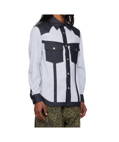 Andersson Bell Striped Long-sleeved Shirt In Blue