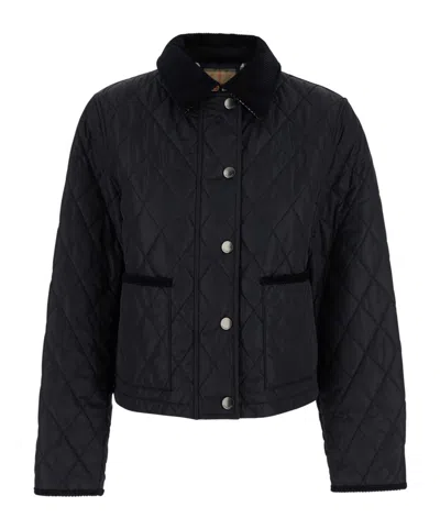 Burberry Women Nylon Jacket With Stitching In Black