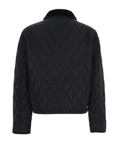 Burberry Women Nylon Jacket With Stitching In Black