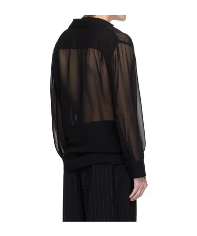 Louis Gabriel Nouchi Deep V-neck Long-sleeved Shirt In Black