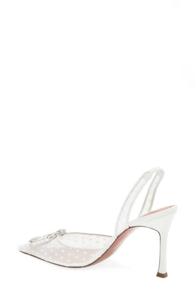 Amina Muaddi Camelia Swiss Dot Slingback Pump In White